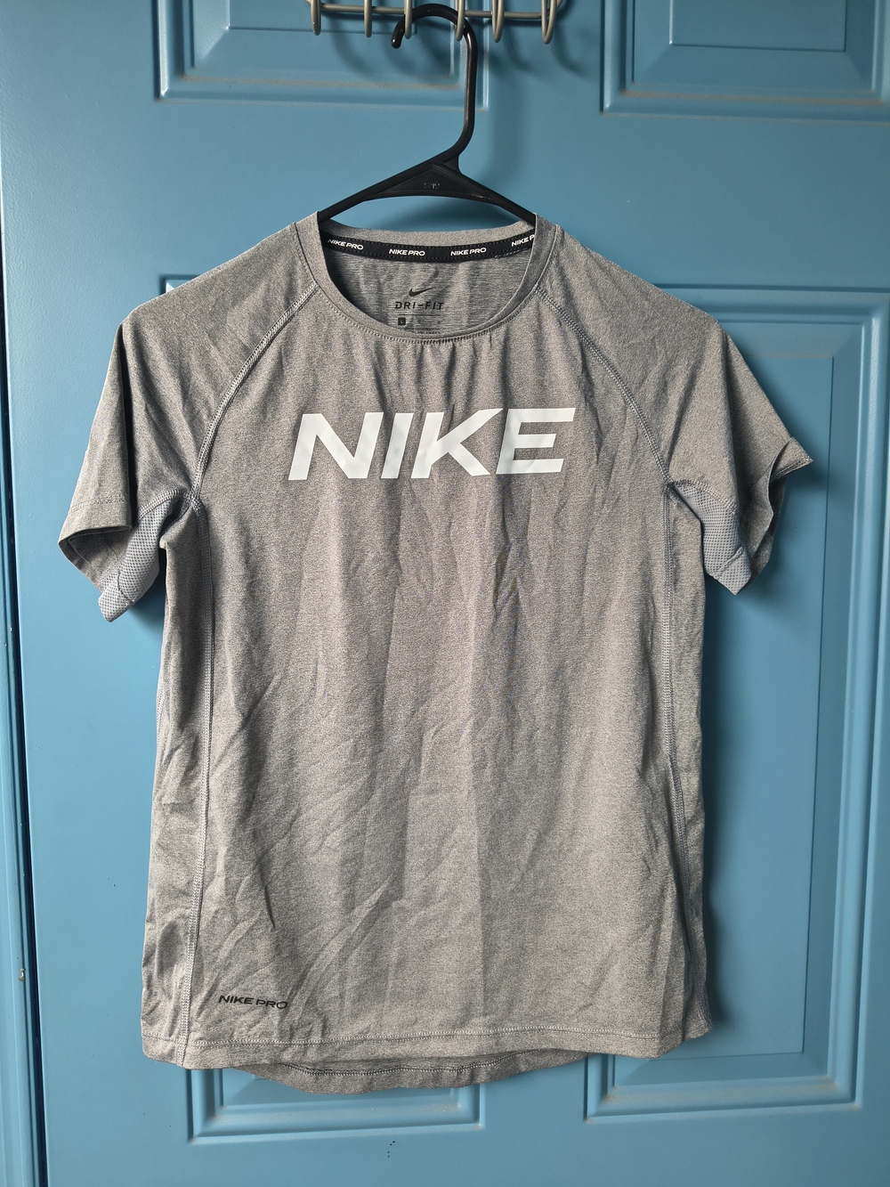 Nike Gray Short Sleeve Dri-FIT Tee with White Logo